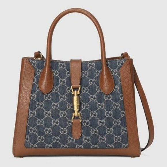 Gucci Jackie 1961 Medium Tote Bag in Denim NEW IN DUST BAG - Picture 1 of 7